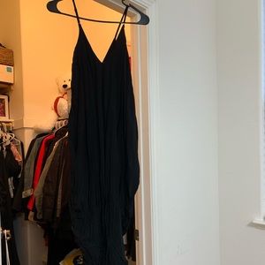 Long black BOHO style dress with pockets